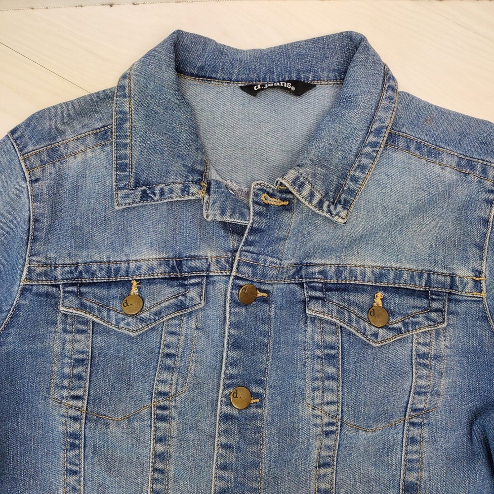 d.jeans Womens Medium Wash Denim Trucker Jacket Blue Size M 90s Grunge Americana